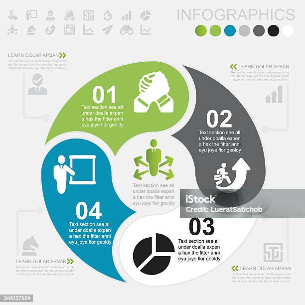 Business Infographics And Icons Eps10 Stock Illustration - Download Image Now - Four Animals, Number 4, Four Objects