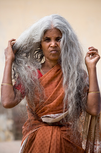 Woman With Long Hair Tamil Nadu India Stock Photo - Download Image Now -  Adult, Adults Only, Asia - iStock