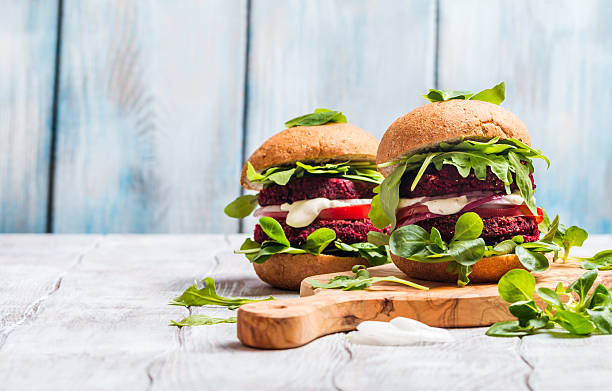 istock Vegetarian burger made of beetroot 545242404