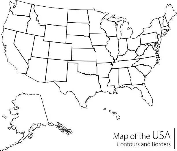 Vector illustration of USA - Contour Map