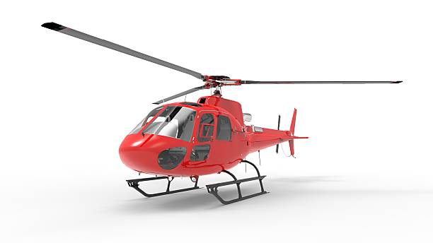 istock Red civilian helicopter on a white uniform background. 3d illustration. 545242676