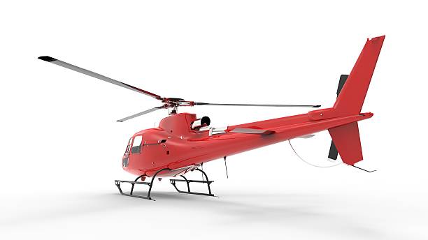 istock Red civilian helicopter on a white uniform background. 3d illustration. 545242698