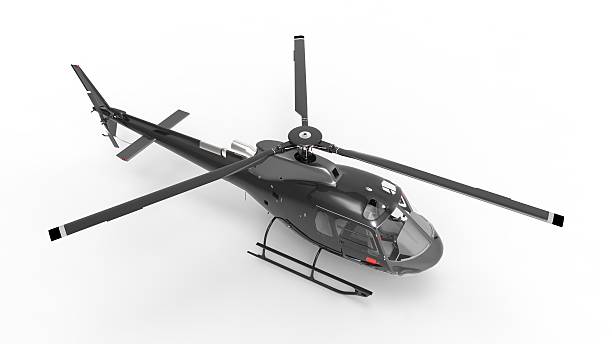 istock Black civilian helicopter on a white uniform background. 3d illustration. 545242740
