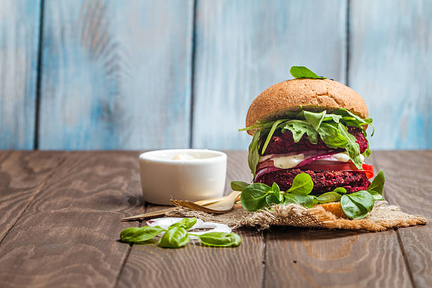 istock Vegetarian burger made of beetroot 545242758