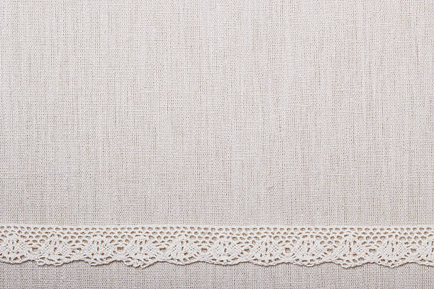 istock Lace ribbon on linen cloth background 545244850