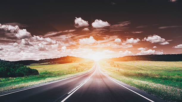 istock Empty asphalt road at sunset. Beautiful nature landscape 545245774