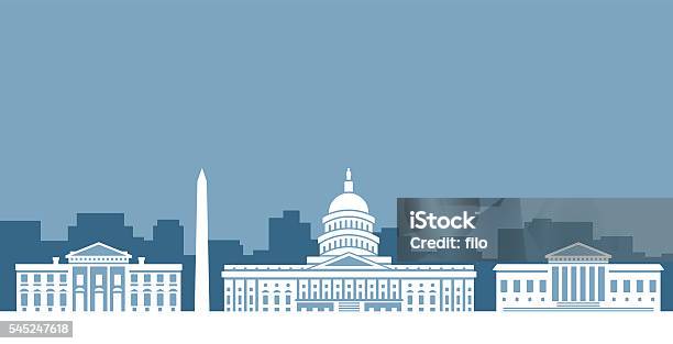 Washington Dc Government Skyline Stock Illustration - Download Image Now - Washington DC, Government, Capitol Building - Washington DC