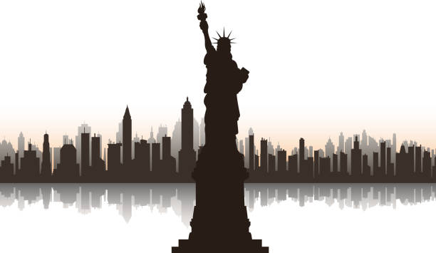 自由の女神像  - new york city skyline new york state freedom点のイラスト素材／クリップアート素材／マンガ素材／アイコン素材
