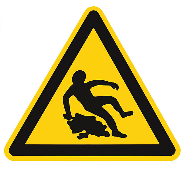 istock Caution Slippery When Wet Text Sign, Black Yellow Isolated Warning 545251356
