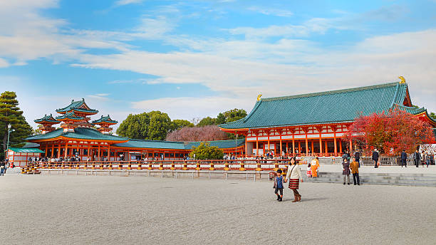 Kyoto, Japan - November 22 2015: Heian Shrine built in 1895, on the 1,100th anniversary of Kyoto. Enshrines Emperor Kanmu who transferred the capital from Nara