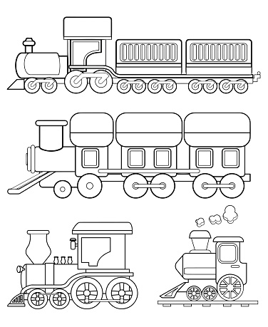 image of train coloring page  isolated on white