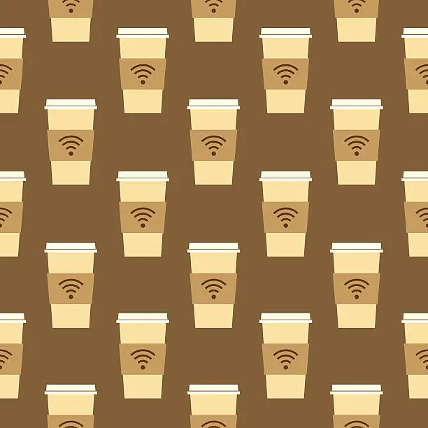 Vector illustration of Wireless Coffee Cup Pattern