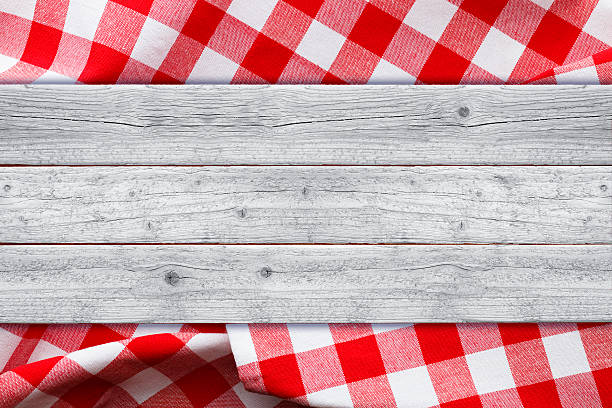 istock White Rustic Wood on Tossed Red Checked Napkin 545257508