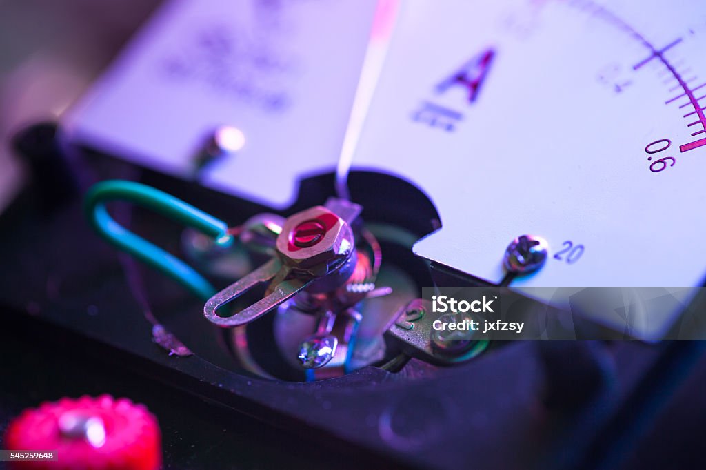 galvanometer in lab illuminated with neon light Electric Meter Stock Photo