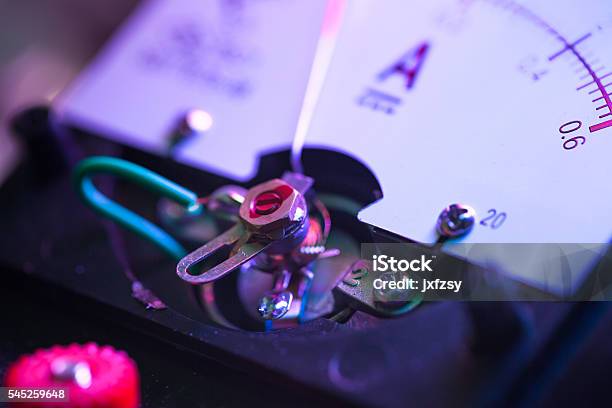 Galvanometer In Lab Illuminated With Neon Light Stock Photo - Download Image Now - Electric Meter, Electricity, Laboratory