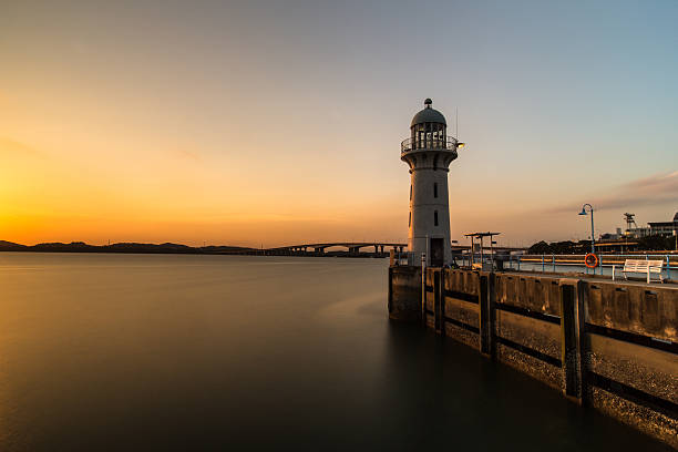 Lighthouse and Blue Hour stock photo