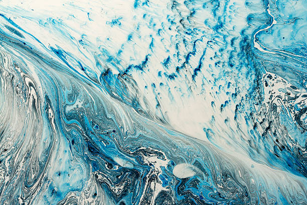 istock Blue marbling texture. Creative background with abstract oil painted waves 545260814