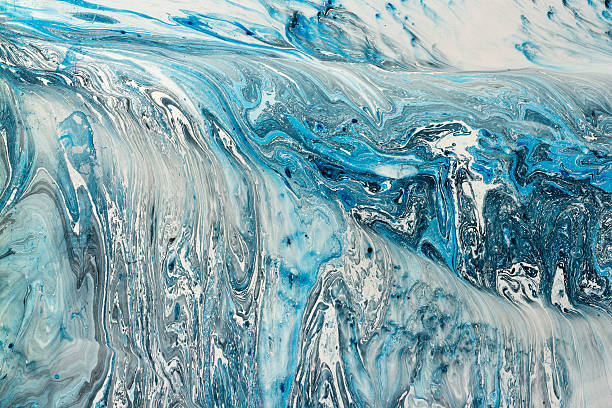 istock Blue marbling texture. Creative background with abstract oil painted waves 545260922