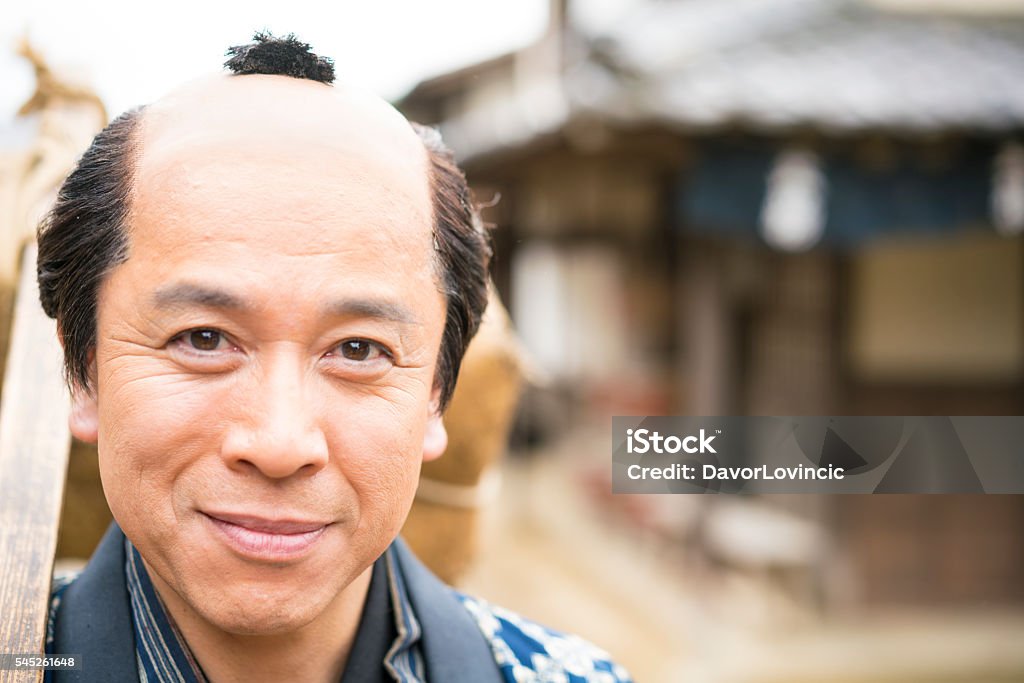 Portrait Of Man With Traditional Hairstyle In Old Japan Stock Photo -  Download Image Now - iStock