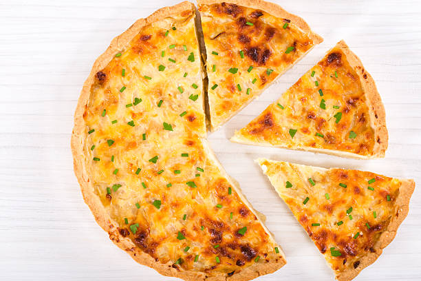 istock onion cheese quiche or tart, view from above 545263388