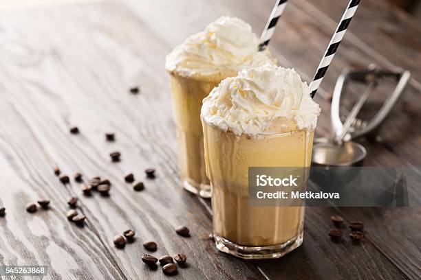 Iced Coffee With Ice Cream Stock Photo - Download Image Now - Backgrounds, Brown, Cafe