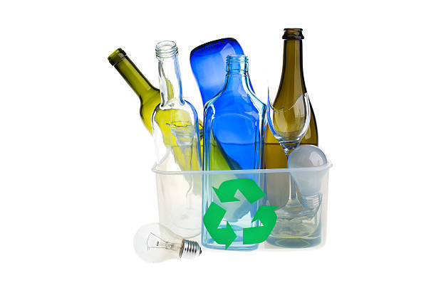 istock Recycle bin filled with glasses 545264234