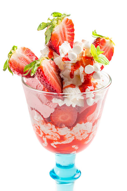 istock Strawberry dessert ice cream on white background 545265072