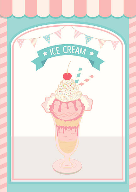 illustrations, cliparts, dessins animés et icônes de sundae à la vanille à la crème glacée - spice store