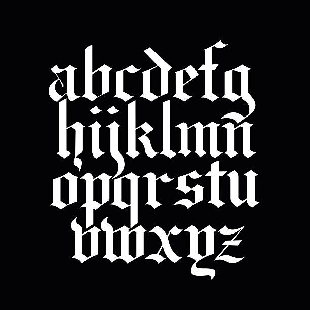 blackletter kalligraphie-schriftart - gotik stock-grafiken, -clipart, -cartoons und -symbole