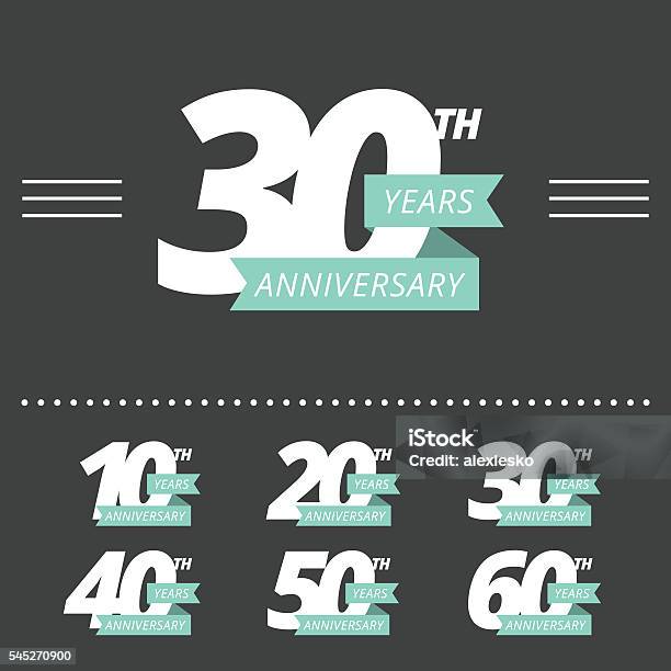 Vector Set Of Anniversary Signs Stock Illustration - Download Image Now - Anniversary, 10-11 Years, 20-24 Years