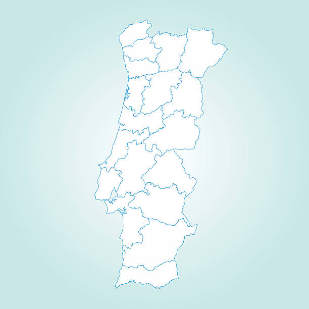 Portugal map on teal gradient background vector art illustration