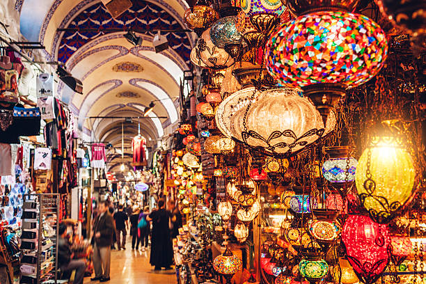 Grand Bazaar in Istanbul Turkish lanterns on the Grand Bazaar in Istanbul, Turkey bazaar stock pictures, royalty-free photos & images