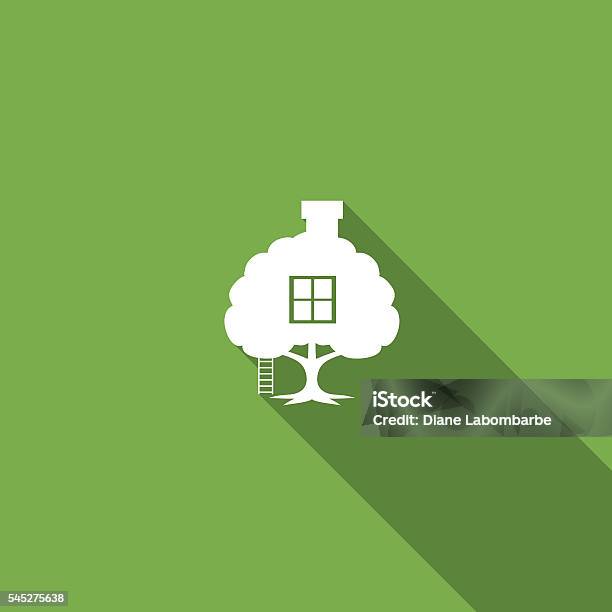 Environment Nature Flat Color Icon Long Shadow Stock Illustration - Download Image Now - Tree House, Colors, Design