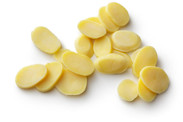 istock Vegetables: Raw Potato Slices Isolated on White Background 545275640