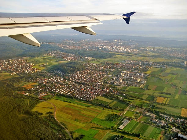 istock Landing approach - Village aerial view 545275680