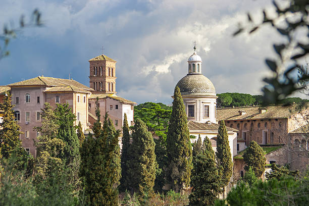 istock Urban scenic of Rome with dome and churches. 545276076