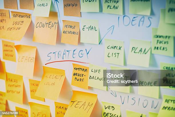 Brainstorming Concpets Stock Photo - Download Image Now - Adhesive Note, Design, Strategy