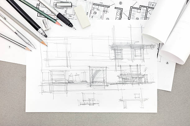 istock concept of home renovation architectural sketch with drawing tools 545276890