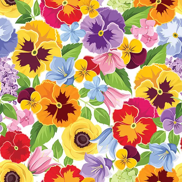 Vector illustration of Seamless background with colorful flowers. Vector illustration.