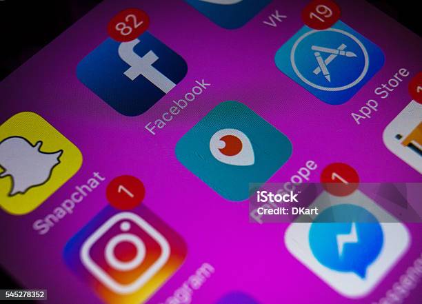 Social Media Applications Icons With New Instagram Icons Stock Photo - Download Image Now