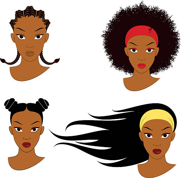 Black Girl Hair Styles vector art illustration