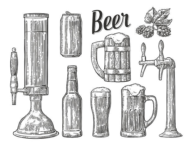 ビールのクラス、can 、ボトル、バレルです。 - beer bottle beer drinking pouring点のイラスト素材／クリップアート素材／マンガ素材／アイコン素材