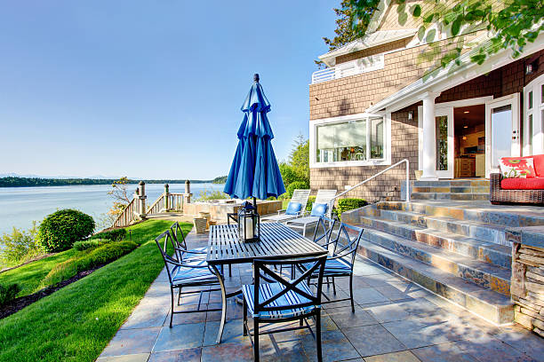 istock Luxury house exterior with impressive water view 545283304