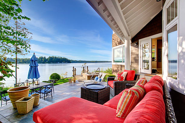 istock Luxury house exterior with impressive water view 545283686