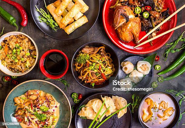 Chinese Food Blank Background Stock Photo - Download Image Now - Chinese Food, Dim Sum, High Angle View