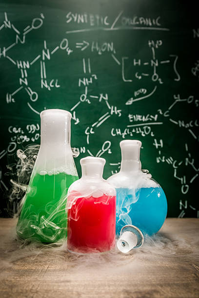 istock Academic laboratory with beakers and books 545286674