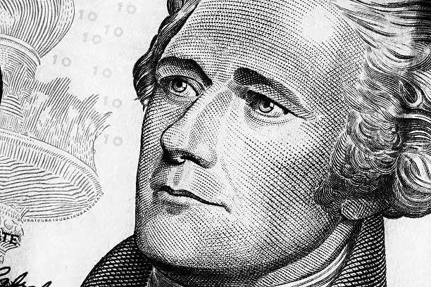 Photo of Portrait of Alexander Hamilton on the Ten dollars bill