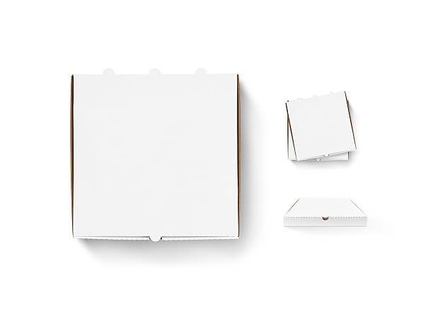 Blank pizza box design mock up set isolated. Carton packaging
