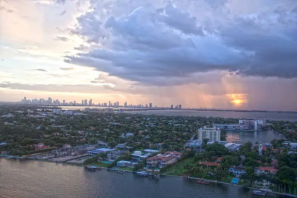 Skyline of downtown Miami as a storm approaches 