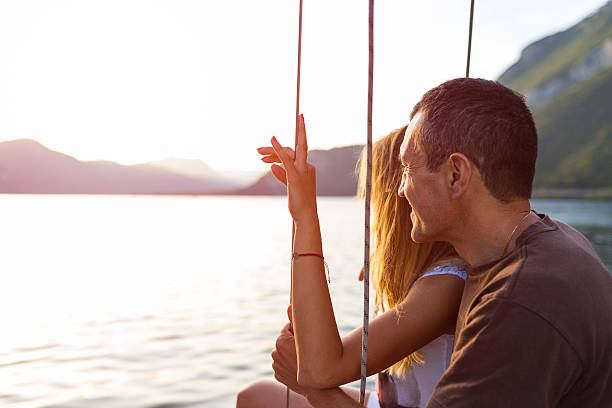 istock Romantic couple on sailing boat 545338748